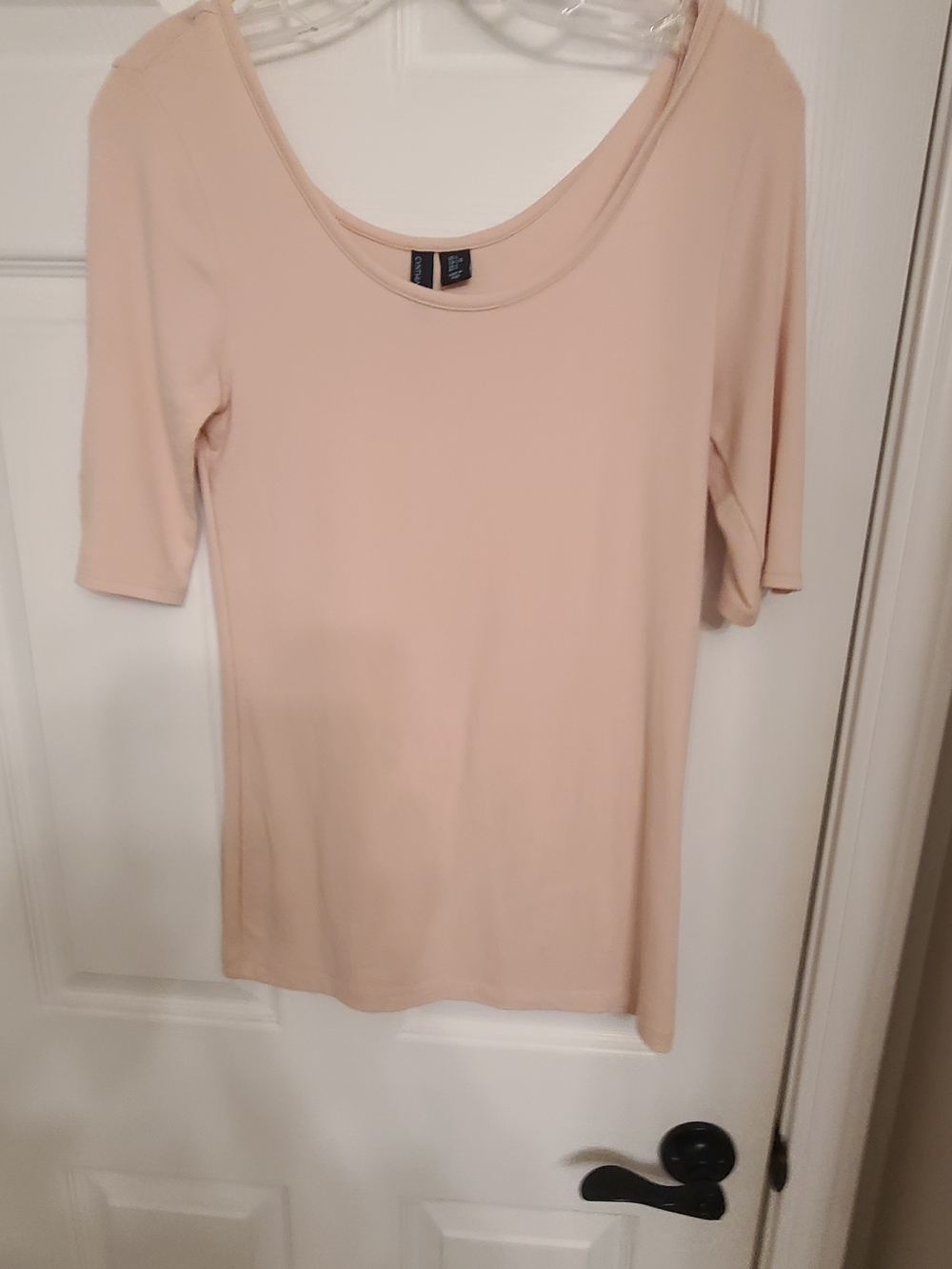 Cynthia Rowley Scoop Neck Short Sleeve Top in Blush Nude